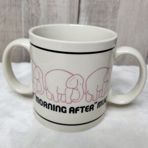 The Morning After Elephant Design Mug - Pink and White
